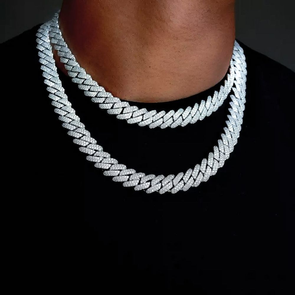 12mm Prong Set Cuban Link in White Gold